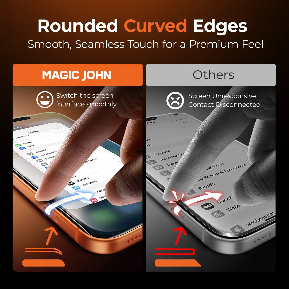 MAGIC JOHN AR Anti-Glare HD Screen Protector for Phone, Outdoor Sunlight Clear Viewing | Ultra-Thin Black Border Full Coverage | 3D Curved Edge Smooth Touch | Earpiece Dust Protection | Scratch & Impact Resistant | AR Clarity / 28° Privacy Options