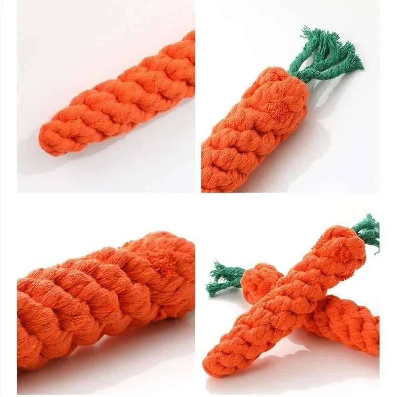 Carrot Shape Dog Chew Toys Cotton Rope Toys for Indoor Dogs Cat Toys Dog Accessories Pet Knot Toy for Dog and Cat Indoor Toys