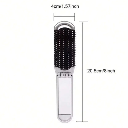 2 in 1 Mini Hair Brush Folding Massage Comb Head Massage Anti-Static Portable Hair Combs Mirror Air Cushion Scalp Massage Comb