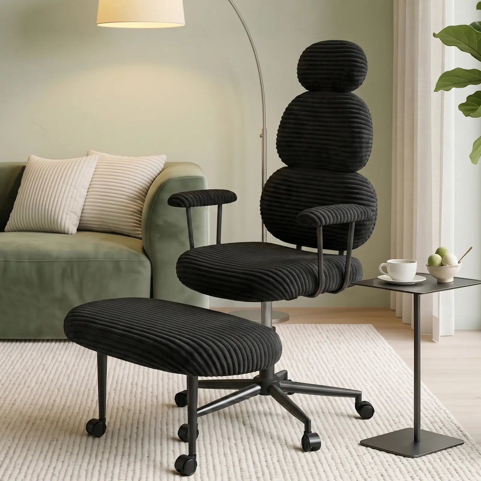 Pinmoco Modern High-Back Ergonomic Office Criss Cross Chair - with Armrests, Dual-Layer Soft Fabric Seat, 360° Swivel, Adjustable Seat Height, for ADHD & Stress Relief, Self-Assembly Required, Ergonomic Office Chair