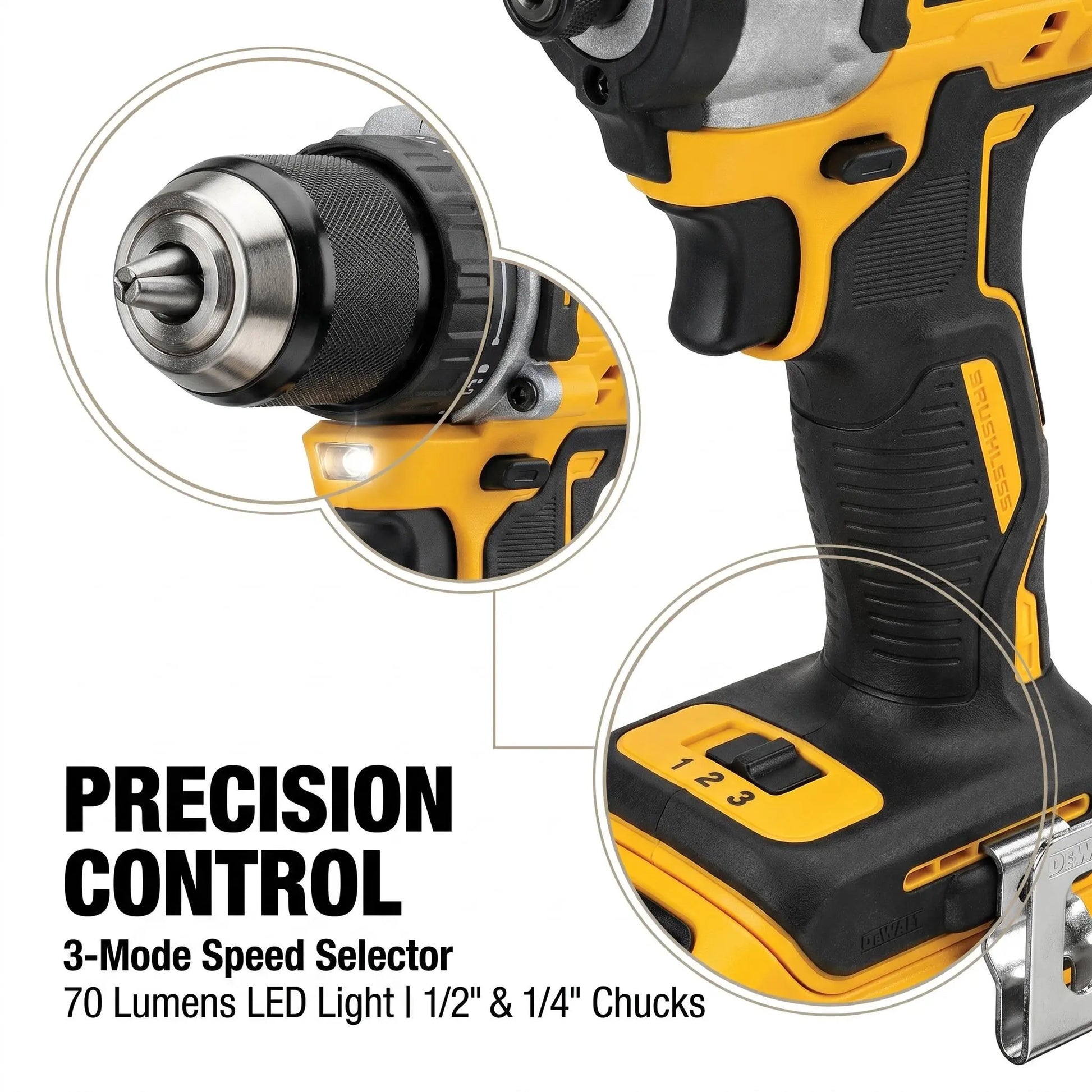 DEWALT DCF805 Hammer Drill and DCF850 Impact Driver Combo Kit 20V Brushless Power Tools Battery Charger