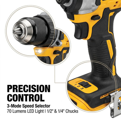 DEWALT DCF805 Hammer Drill and DCF850 Impact Driver Combo Kit 20V Brushless Power Tools Battery Charger