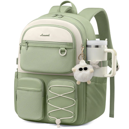 LOVEVOOK School Backpack for Teen Girls, Student Cute Bookbag Purse for Middle High School, 15.6 Inch Laptop Kid Backpack Back to School with Large Cup Holder, College Travel Bag