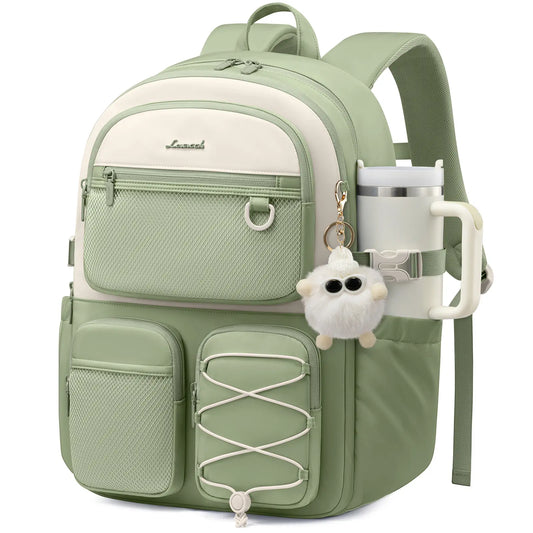 LOVEVOOK School Backpack for Teen Girls, Student Cute Bookbag Purse for Middle High School, 15.6 Inch Laptop Kid Backpack Back to School with Large Cup Holder, College Travel Bag
