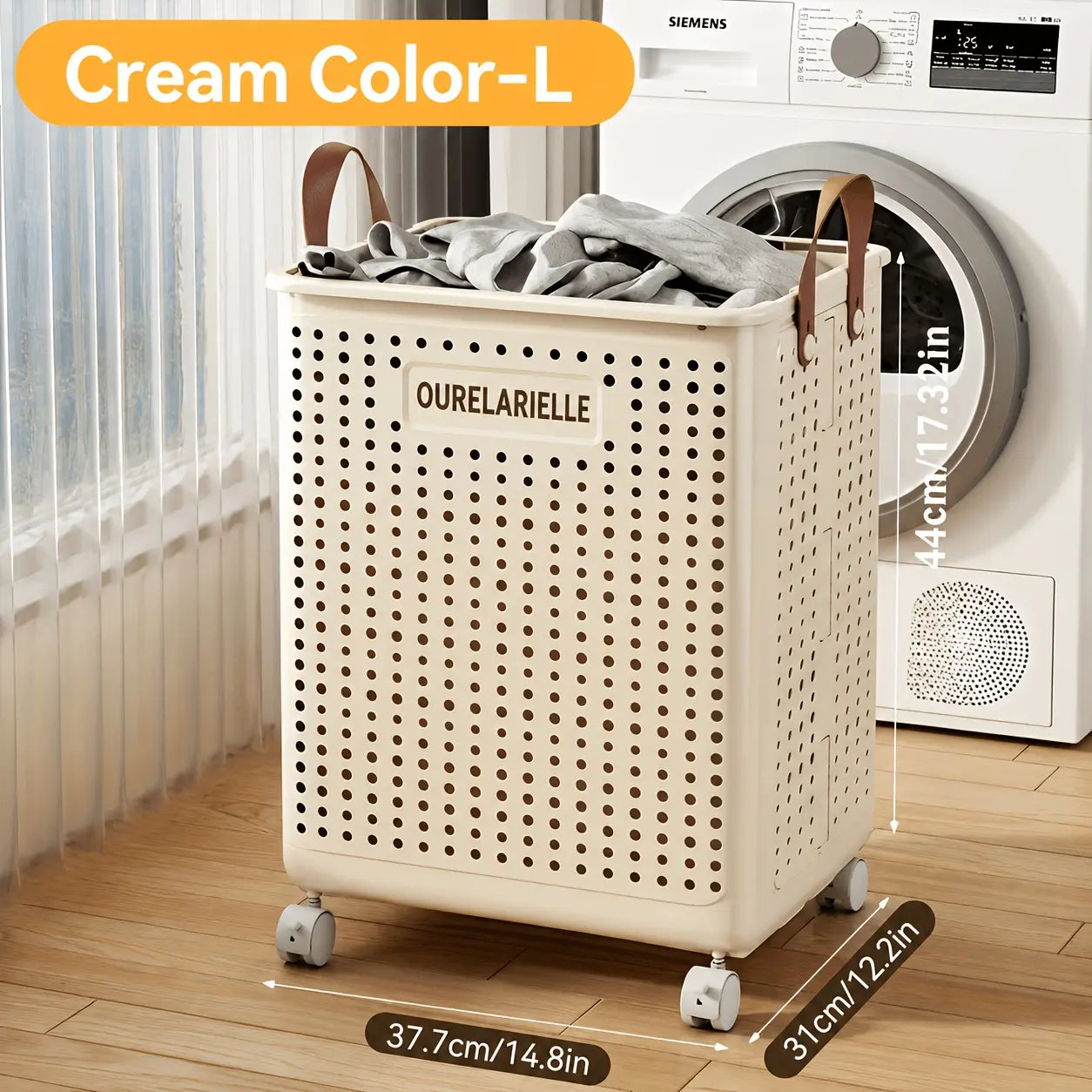 Foldable Laundry Basket with Wheels, Portable Rolling Laundry Hamper with Handles, Breathable Clothes Storage Basket for Bedroom, Bathroom, Laundry Room, Balcony, Closet, Make Home Storage Easier, Laundry Baskets