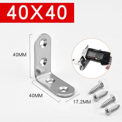 Stainless Steel 90 Degree Angle Bracket Corner Brackets Joint Bracket Fastener Furniture Door Cabinet Screens Wall with Screws