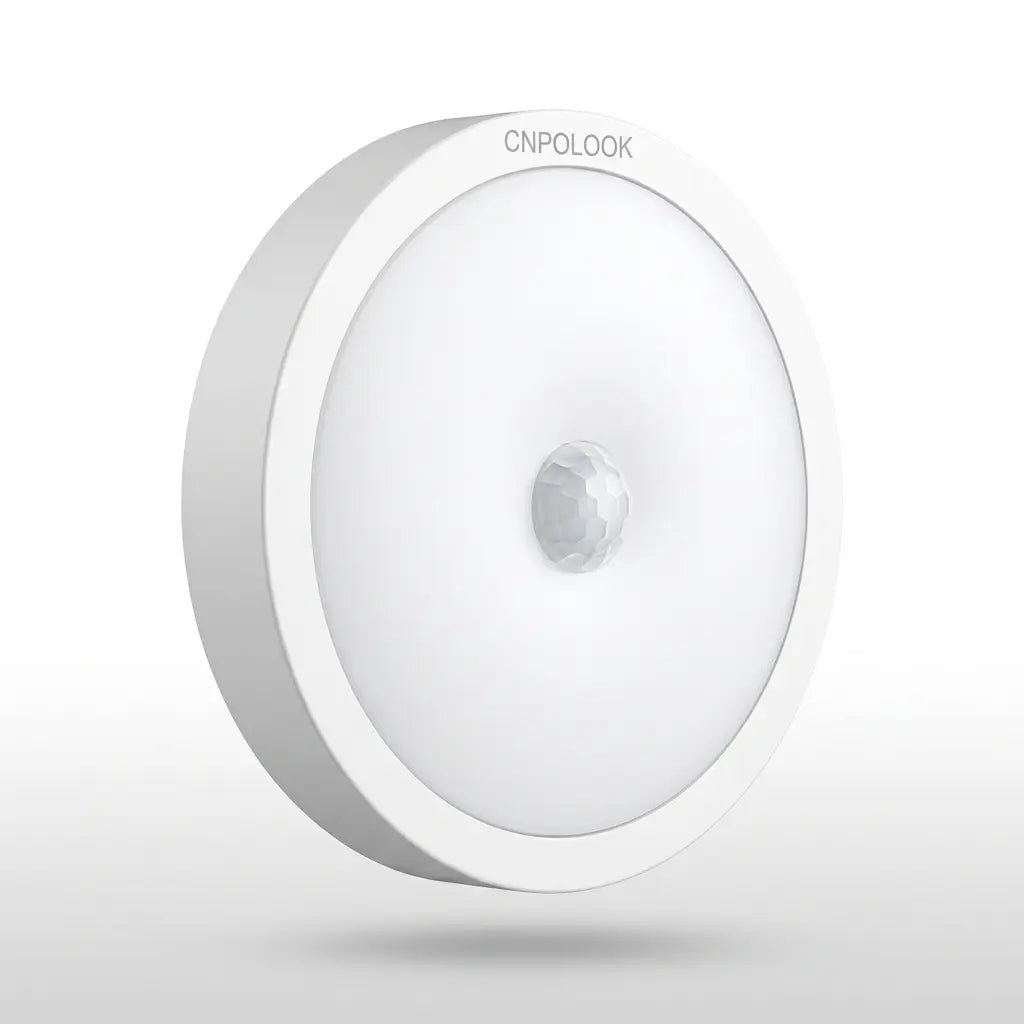 CNPOLOOK Rechargeable Motion Sensor Night Light, 4 Color Modes (Warm White/White/Red/Blue), Dimmable, USB‑C, Magnetic Stick on Light, 120° PIR, 26 Ft Range, OFF/AUTO/ON, Closet Bathroom Hallway Bedside (1 Pack)
