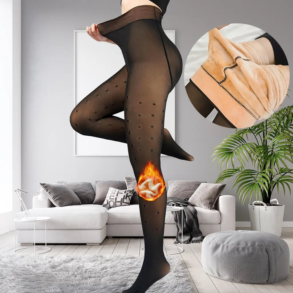 Fleece Lined Tights,Women Fake Translucent Warm High Waisted Pantyhose Sheer Thick Winter Tights, Fleece Lined Tights