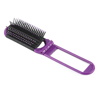 2 in 1 Mini Hair Brush Folding Massage Comb Head Massage Anti-Static Portable Hair Combs Mirror Air Cushion Scalp Massage Comb