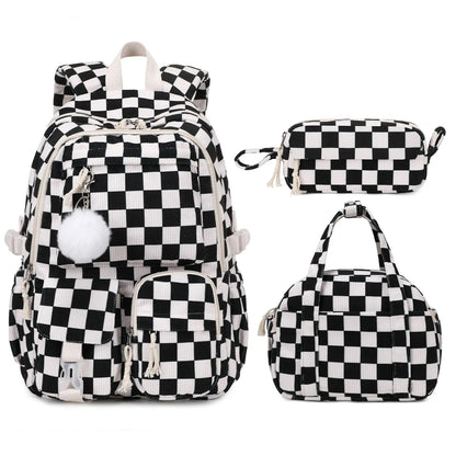 Similove Corduroy Floral Backpack for Girls, 3-Pocket Kawaii 3/4PCS Toddler Bookbag with Lunch Bag&Pencil Case&Water Bottle, Lightweight Casual Daypack for Preschool Travel