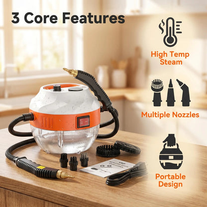 High Temp Portable Steam Cleaner - Multi-Use Antibacterial Deep Cleaning Machine with Multiple Accessories, No Scrubbing Needed, for Home & Car Use, Cleaning Tools