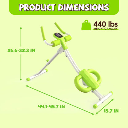 Adjustable Ab Workout Machine with LCD Display, Foldable Core Trainer, 440 Lbs Capacity Home Gym Equipment for Abs, Arms & Legs Training for Women