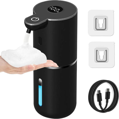 Automatic Foaming Soap Dispenser Touchless, USB Rechargeable Smart Hand Soap Dispenser, 6-Level Adjustable Foam Dispenser, 12.8Oz/380Ml Soap Dispenser, Compatible with Thick & Thin Dish Soap, Auto Soap Dispenser for Bathroom, Kitchen, Sink, Black