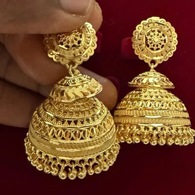 Jhumka Earrings Indian Design Gold Plated Traditional Jewelry for Women Accessory