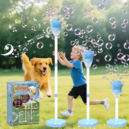 Bubble Machine for Kids, Automatic Standing Bubble Maker Machine Height Adjustable up to 47 Inches Outdoor Battery Bubble Machine with Light/Music for Toddlers Birthday Party Gifts(Blue)