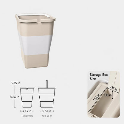 Collapsible Car Trash Can with Hidden Trash Bag Storage, Compact Folding Garbage Bin for Car, Camping, Picnic, Beach, Drinks and Small Items
