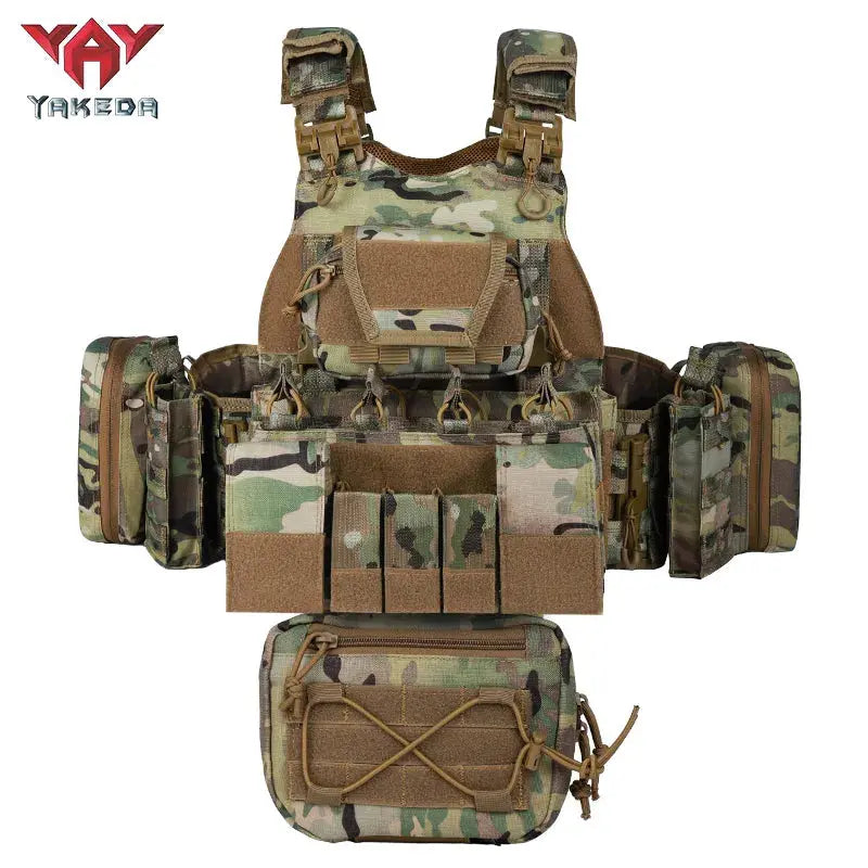 YAKEDA VT-8832TB Tactical Lightweight Tactical Chest Vest - Summer Outdoor Camouflage Equipment with Multiple Pockets, Multifunctional Protective Gear