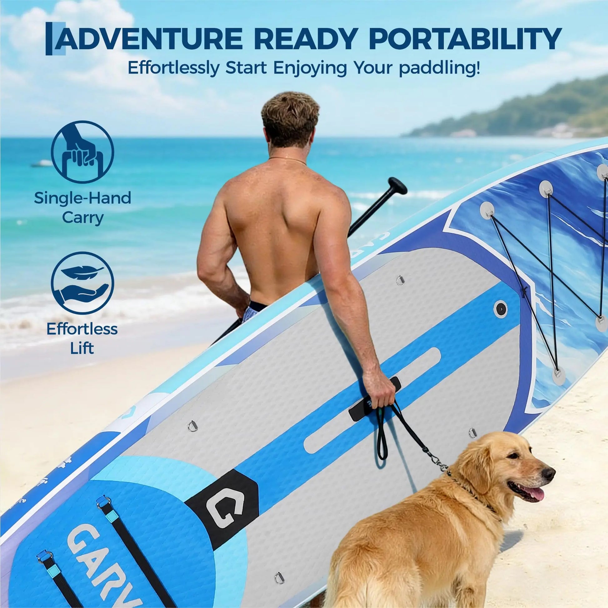 Extra Wide Inflatable Stand-Up Paddleboarding Paddle Board - 10'6" X 32" X 6" - Non-Slip Stable Deck - 450 Lbs Capacity - Deluxe Paddleboarding Accessories, Backpack, Paddle, Air Pump, Camera Mount - Ideal for Yoga, Fishing, Surfing, Beginners