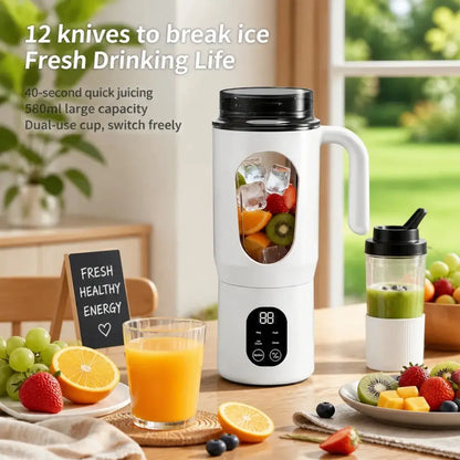 Portable Juicer with LED Display USB Rechargeable Handheld Juice Blender 22000 RPM Self-Cleaning Bpa-Free for Smoothies Juices with Ice Crush Function Multiple Gears Versatile Uses High Speed Safety Protection Healthy Materials