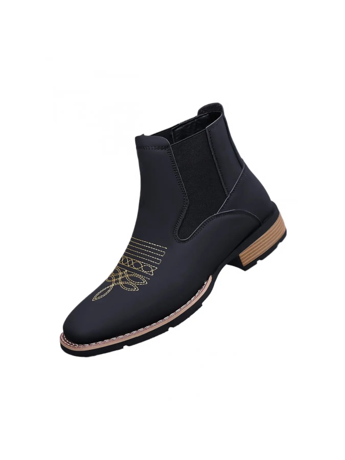 Men Square Chelsea Boots PU Fashion Classic Embroidery Retro Comfortable Western Ankle Cowboy Boots Elegant Boots Casual Boots Western Style Boots Western Inspired Boots Embroidered Boots