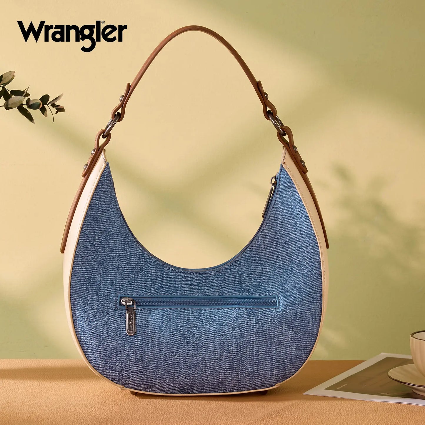 Wrangler Western Contrast Stitch Chevron Hobo Shoulder Bag