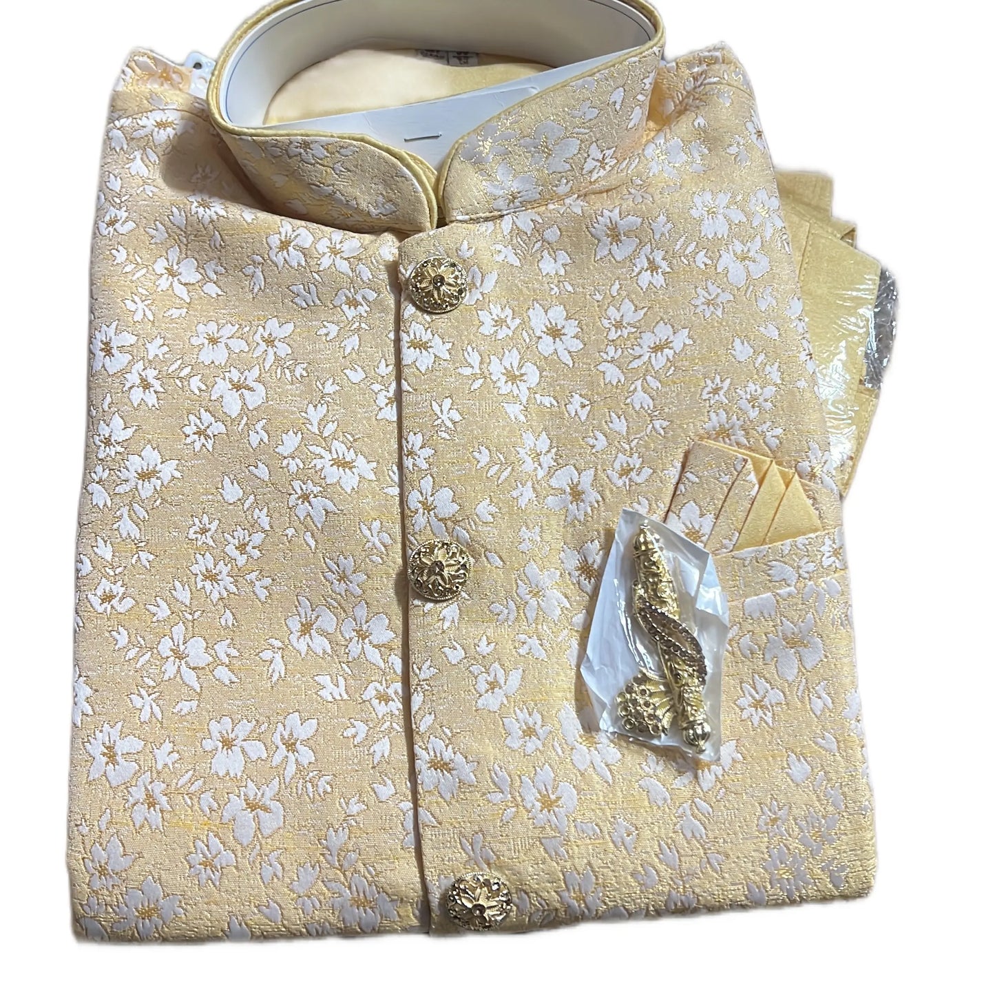 Mens Jacket Kurta with Brooch Pin