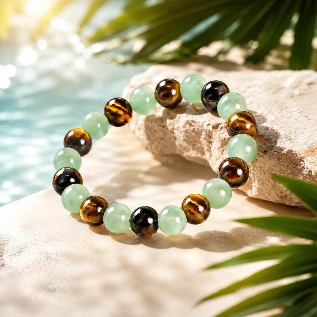 1Pc Arpurraina Money Attraction Bracelet with Green Aventurine & Tiger Eye Beaded Jewelry Protection Bracelet Encouragement Gift Fashion Artificial Bracelet of the Day Colorblock Beaded Crystal Bracelet ,Manifestation, Abundance, Good Fortune, Success