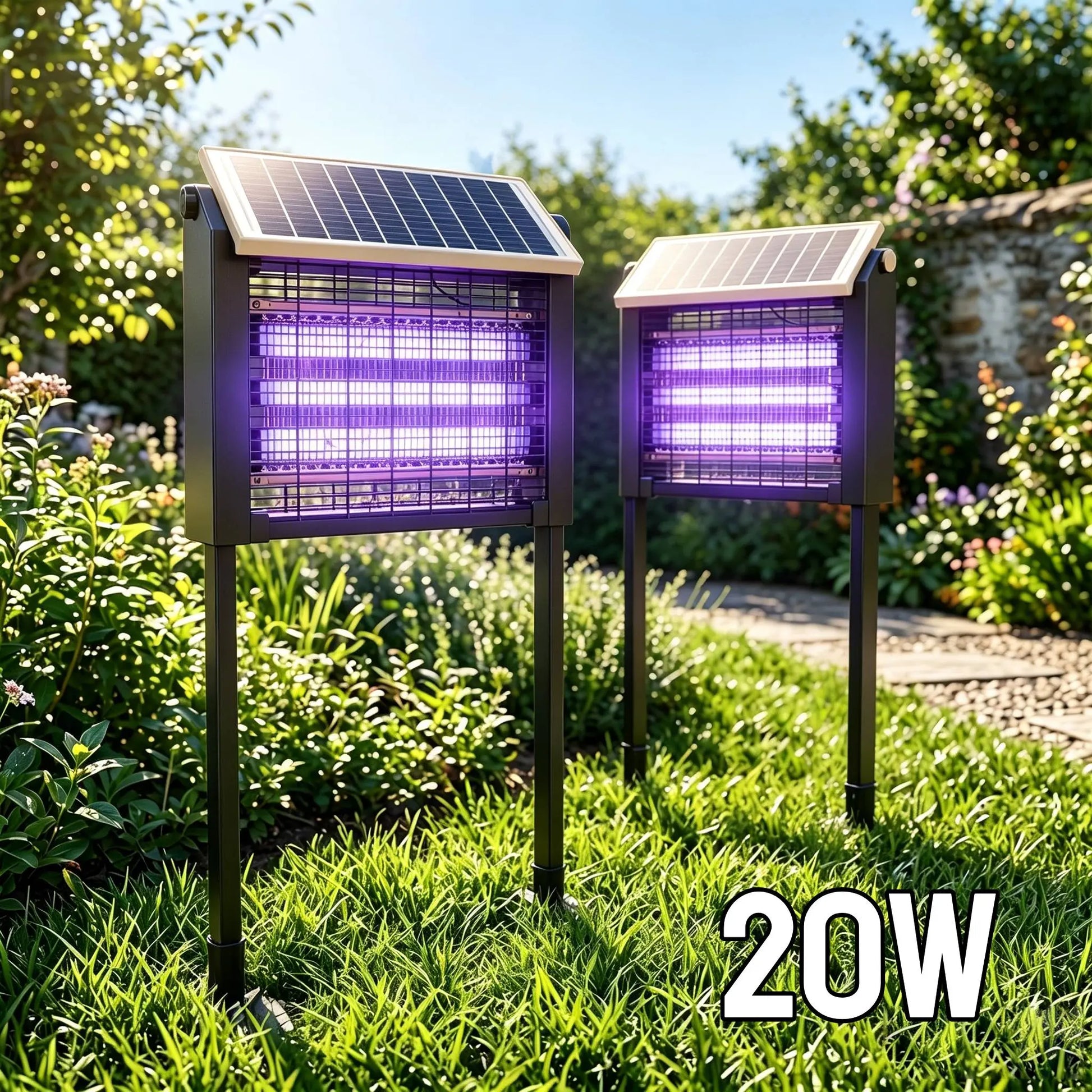 【Summerfinds】2Pack Outdoor 20W High-Power Rechargeable Electronic Mosquito Zapper Light, Waterproof Insect Killer with 3 Tubes, Dual Charging, 6000Mah Battery, for Summer Outdoor Fun,Summerwins