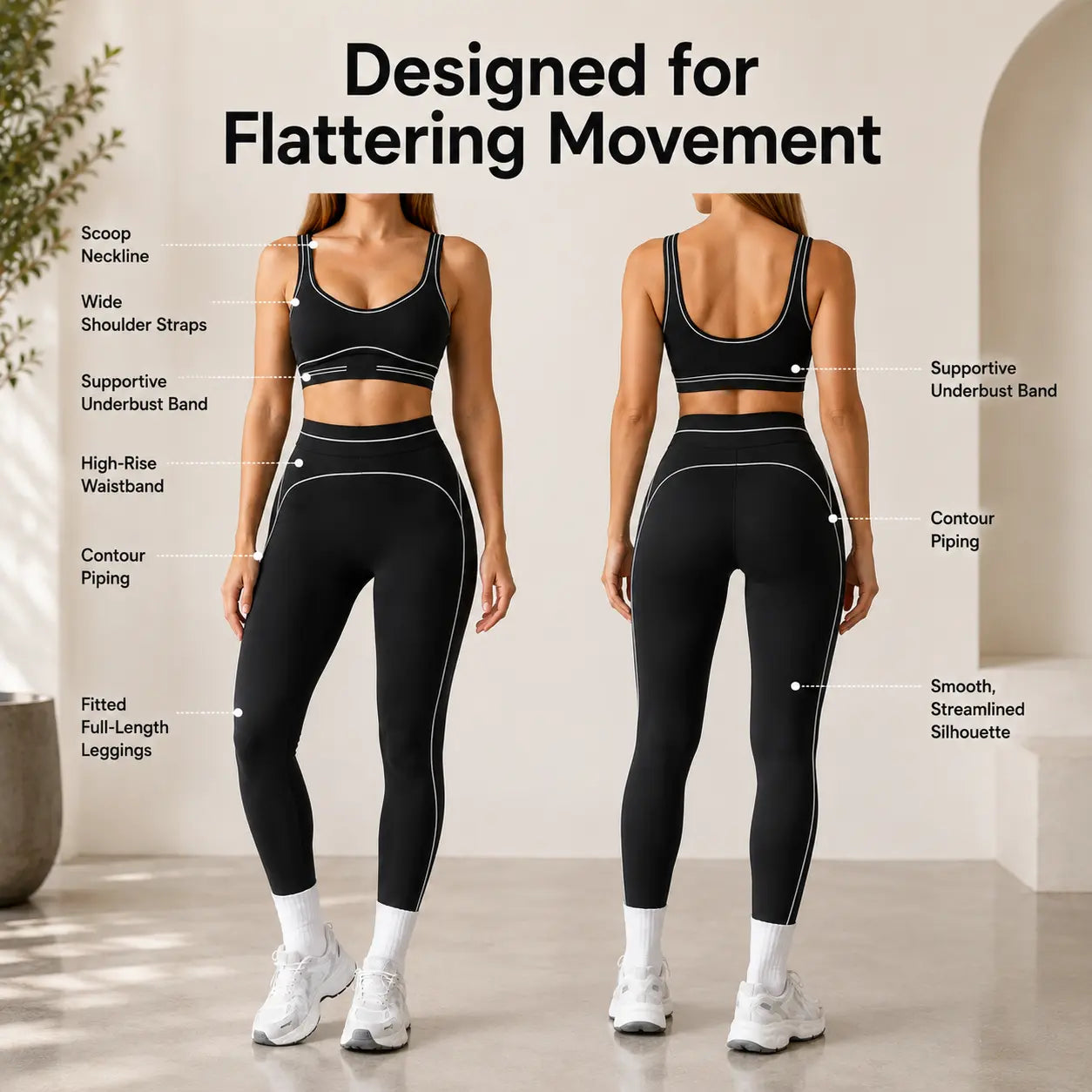 Women’S 2 Piece Seamless Workout Set – Sports Bra & High Waist Leggings