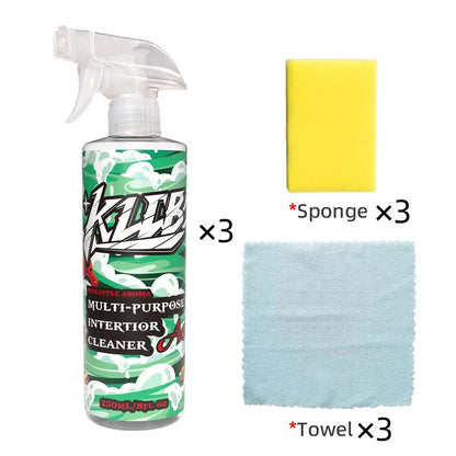 Multi-Purpose Car Interior Cleaner Spray Kit with Sponge & Towel– Removes Dirt, Grime & Odor Instantly | Restores Dashboard & Seats | Safe for Leather, Plastic & Fabric | Fresh Clean Finish