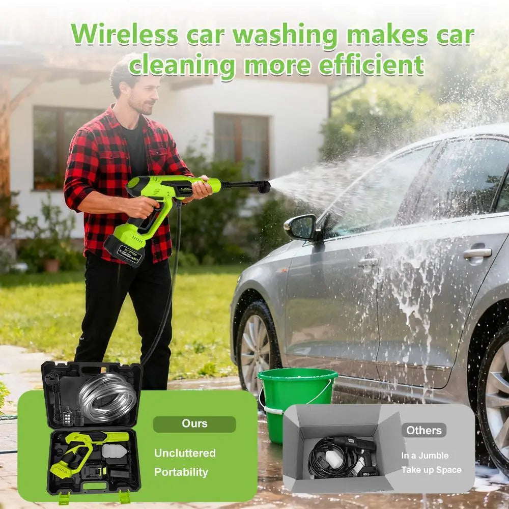 【Dealsforyou】Kepeak 1500PSI Cordless Pressure Washer, 21V Portable Electric Power Washer with 200W Motor, 13000Mah Battery, 6-In-1 Nozzle, Foam Cannon & 5M Hose, High-Pressure Cleaning Gun for Car,For Valentine’S Day Gift Summervibes