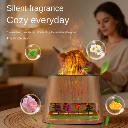 2026 New 260Ml Simulated Flame Landscape Ultrasonic Humidifier USB Aroma Diffuser Color Changing Lights Dry Skin Hotel Electric