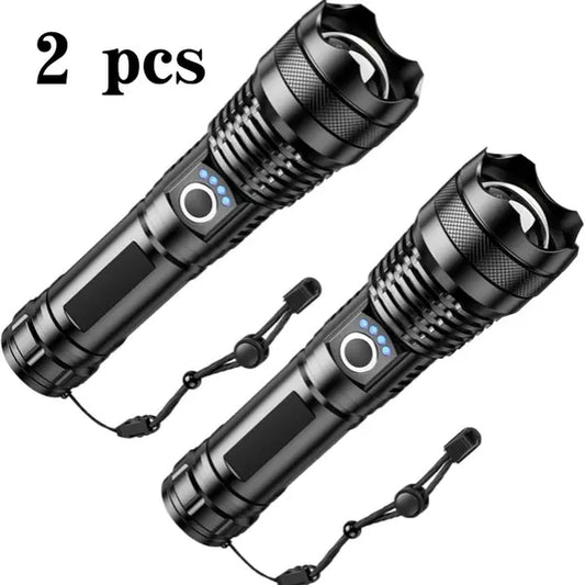 Rechargeable LED Torch - Ultra Bright, Zoomable, 5 Lighting Modes, Portable Multi-Function, Emergency, Nighttime Camping Accessories for Outdoor Camping, Power Outages, Nighttime Flashlight Torches