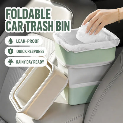 Collapsible Car Trash Can with Hidden Trash Bag Storage, Compact Folding Garbage Bin for Car, Camping, Picnic, Beach, Drinks and Small Items