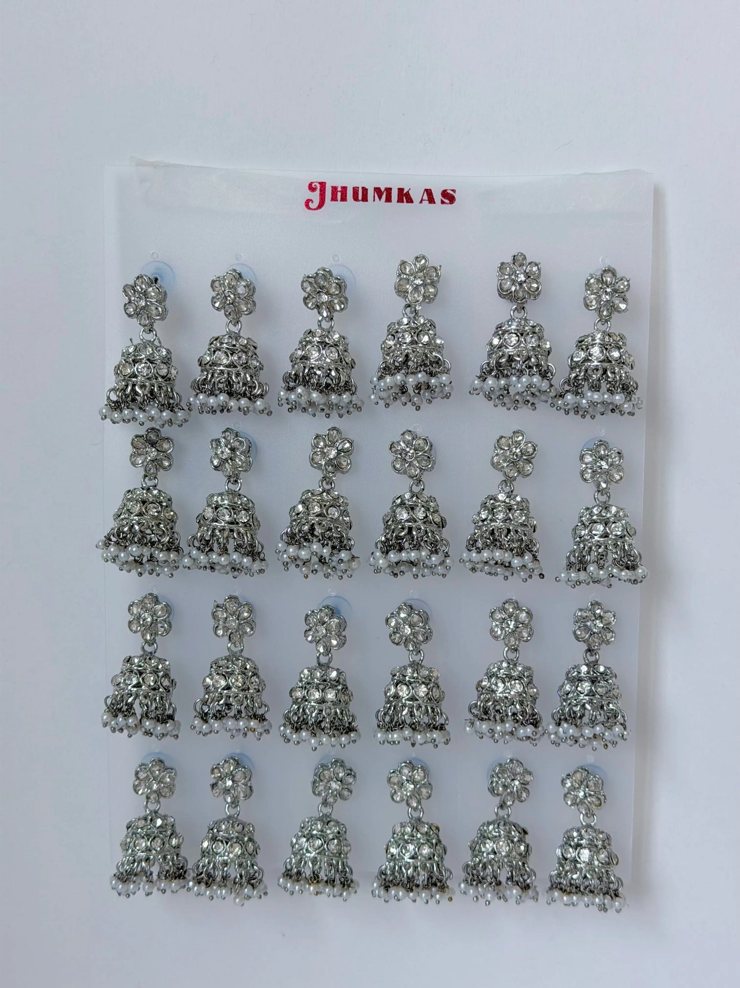 Polki Small Jhumka Pack - 12 Colors Traditional Indian Jewelry with Elegant Pearl Details