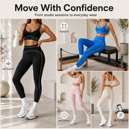 Women’S 2 Piece Seamless Workout Set – Sports Bra & High Waist Leggings