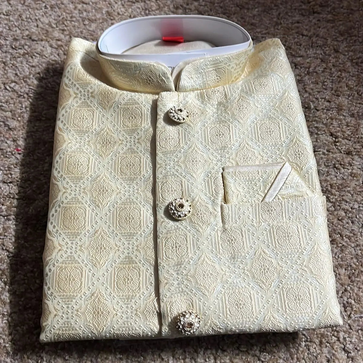Mens Jacket Kurta with Brooch Pin