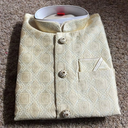 Mens Jacket Kurta with Brooch Pin