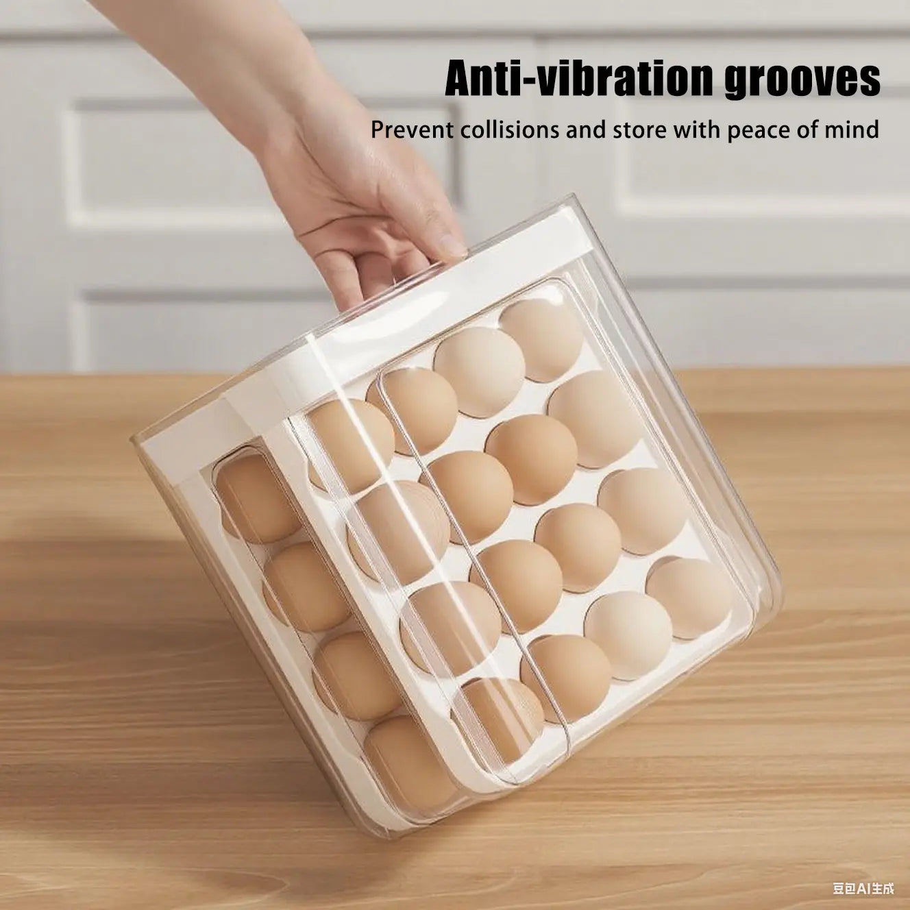 Egg Holder for Fridge, Automatic Rolling Egg Container for Refrigerator, Stackable Fridge Organizers and Storage with Lid, Clear Plastic Egg Dispenser & Tray