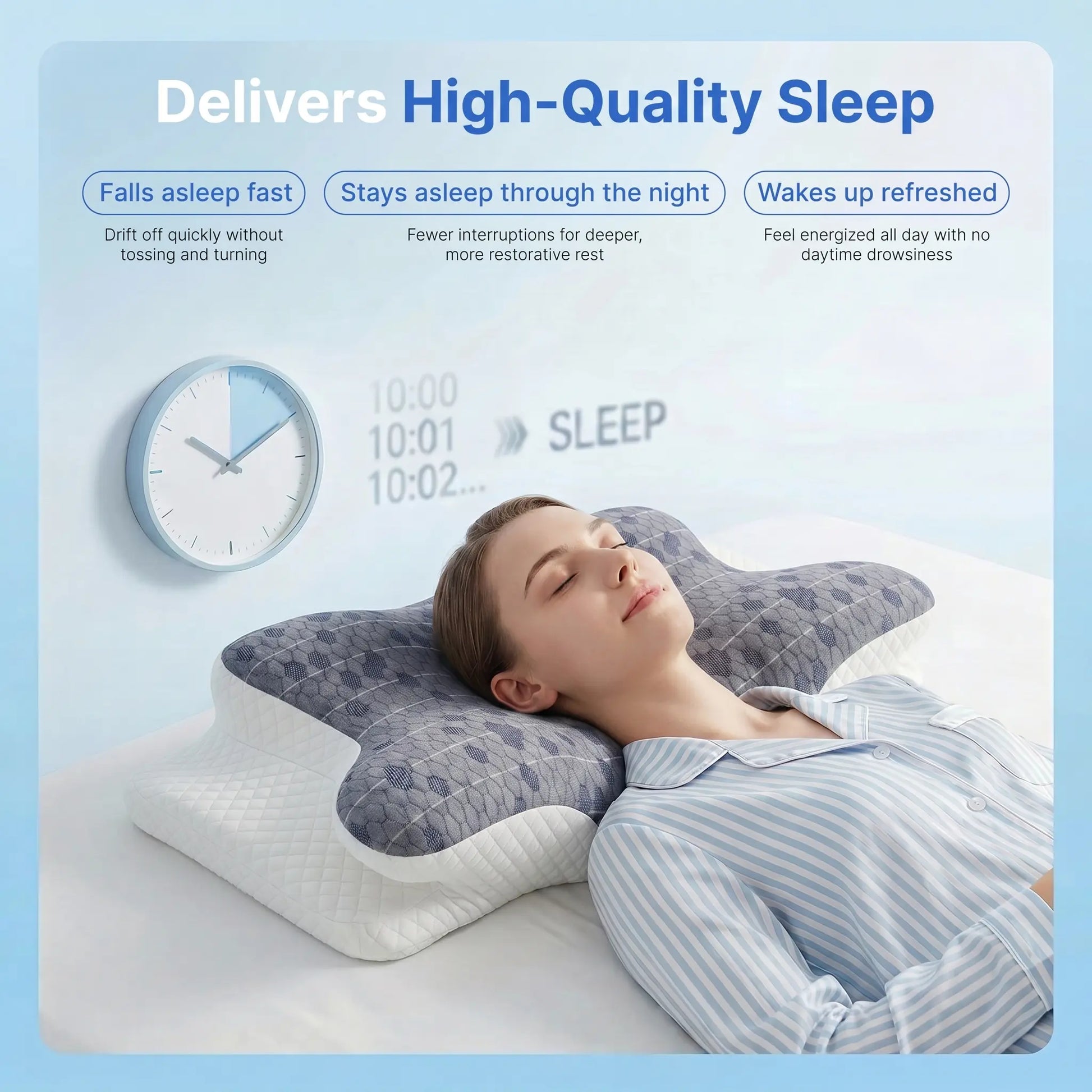 Cooling Slow-Rebound Memory Foam Cervical Neck Standard Pillow - 9-Hole Ventilation, Cotton Washable Cover, Ergonomic Adjustable Fit, Spinal Alignment, Sleeping Pain Relief for Side & Back Sleepers, Machine Washable, Breathable (Pillows for Sleeping)