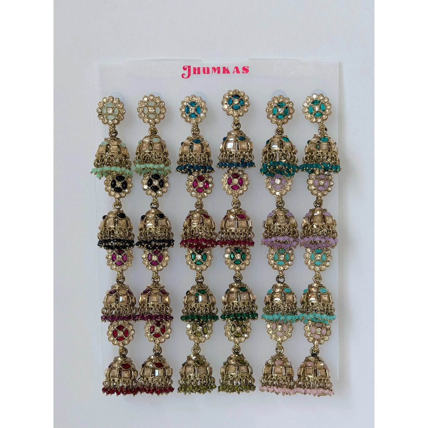 Polki Small Jhumka Pack - 12 Colors Traditional Indian Jewelry with Elegant Pearl Details