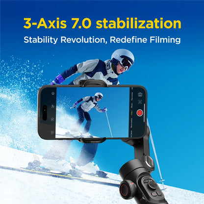 AOCHUAN 3-Axis Gimbal Stabilizer for Smartphone, Gimbal W/Rgb Magnetic Fill Light Upgraded Face Tracking Focus Wheel Foldable Iphone Gimbal for Iphone/Android Phone Gimbal Vlog Recording Smart XE-3