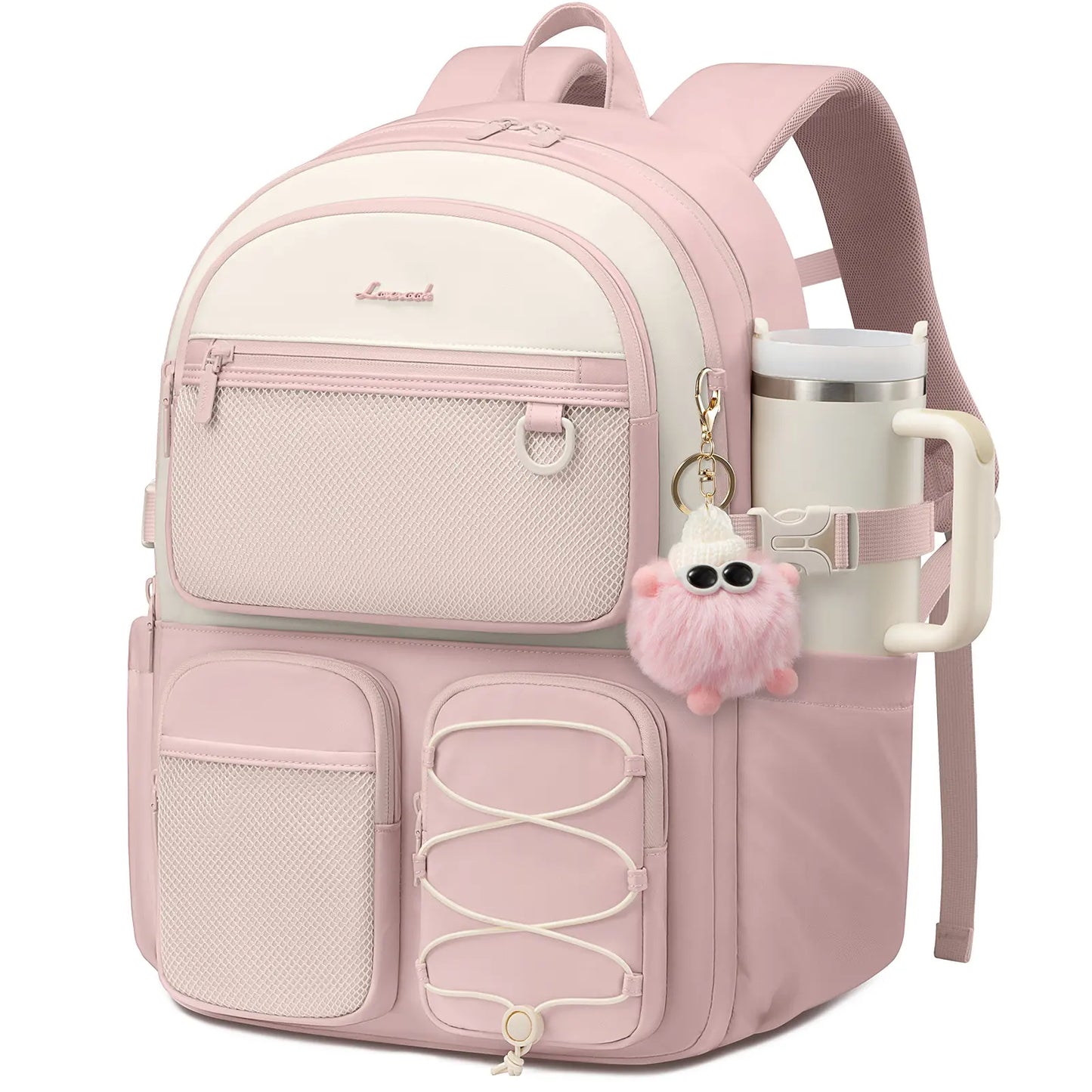 LOVEVOOK School Backpack for Teen Girls, Student Cute Bookbag Purse for Middle High School, 15.6 Inch Laptop Kid Backpack Back to School with Large Cup Holder, College Travel Bag