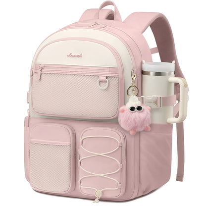 LOVEVOOK School Backpack for Teen Girls, Student Cute Bookbag Purse for Middle High School, 15.6 Inch Laptop Kid Backpack Back to School with Large Cup Holder, College Travel Bag