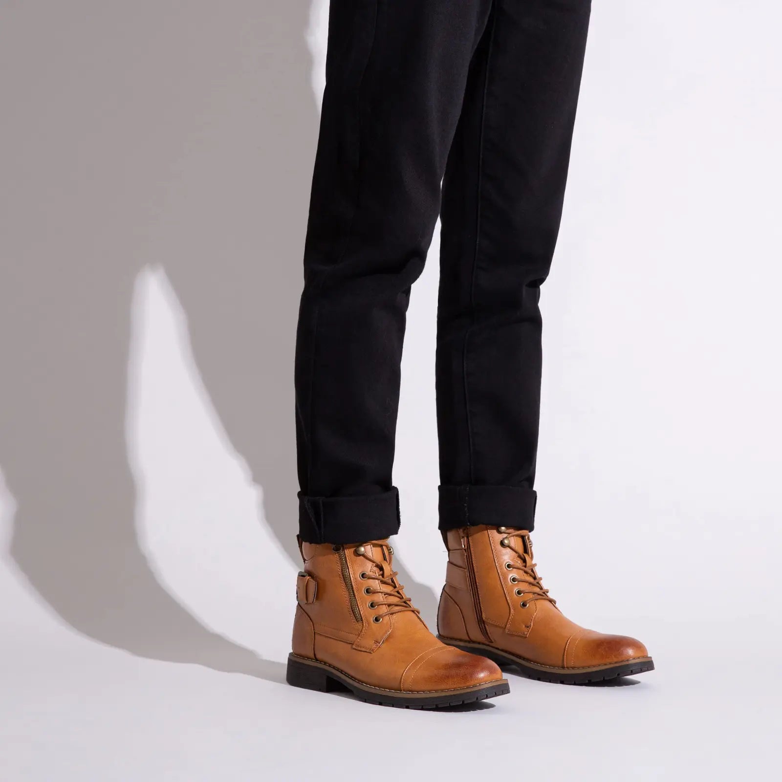 Men'S Boots Casual Dress Boots for Men Brown Boots Mens Motorcycle Combat Ankle Oxford Boots