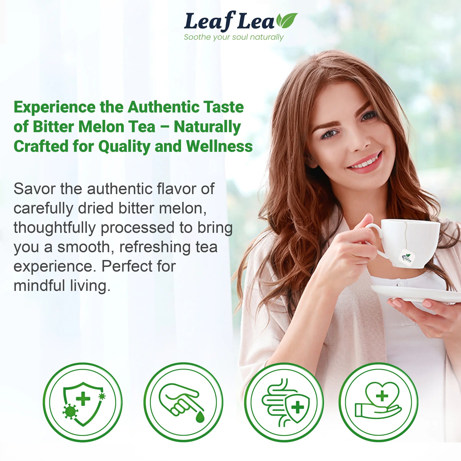 Leaflea Natural Bitter Melon Tea Bags, Cundeamor Herbal Tea Bags – Melon Amargo Gohyah Fruit Tea, Wellness & Digestion Support, Caffeine-Free, Non-Gmo, Sugar-Free, Vegan
