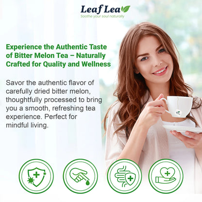 Leaflea Natural Bitter Melon Tea Bags, Cundeamor Herbal Tea Bags – Melon Amargo Gohyah Fruit Tea, Wellness & Digestion Support, Caffeine-Free, Non-Gmo, Sugar-Free, Vegan