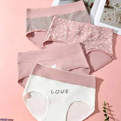 Women'S Cotton Panties 6-Pack, High Waist Printed Briefs with Tummy Control, Comfy Lingerie for Everyday & Postpartum Wear