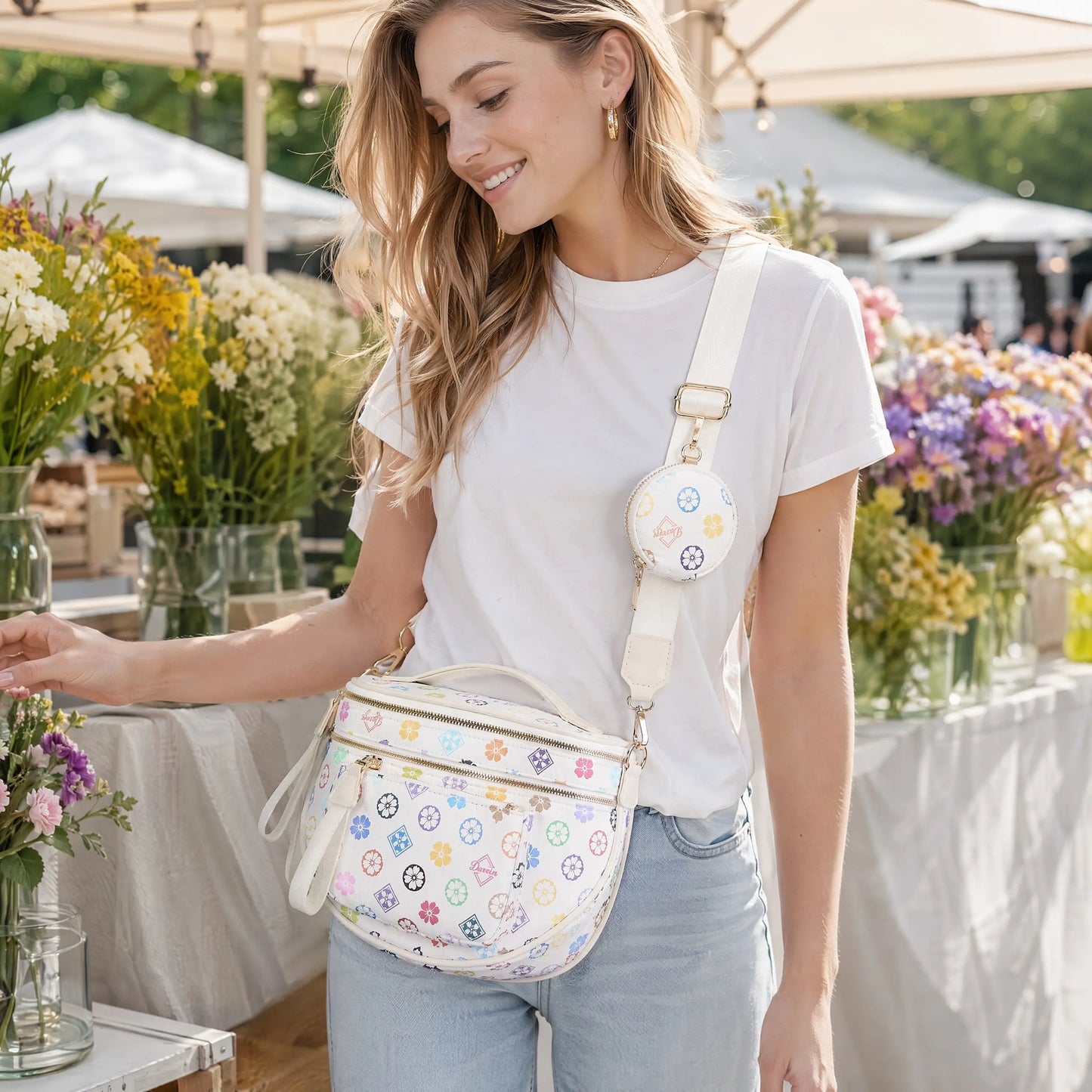 Spacious Checkered PU Leather Crossbody Bag Bum Bag Checkered Handbags Wallets for Women Summerwins