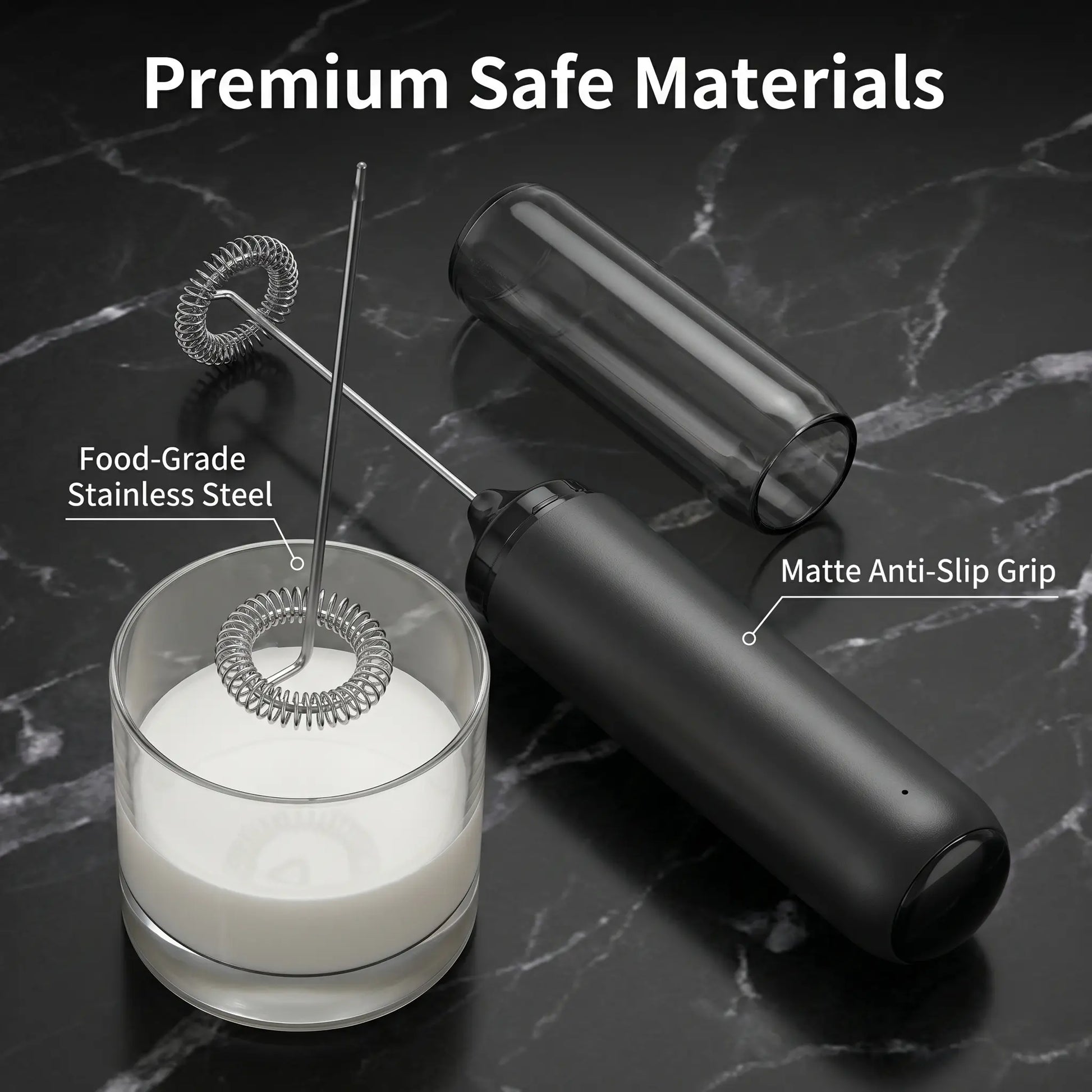 This Rechargeable USB Milk Frother Is a Handheld Electric Milk Frother with a Stirrer. It Can Stir and Froth Beverages Such as Coffee, Latte, Matcha, and Hot Chocolate.